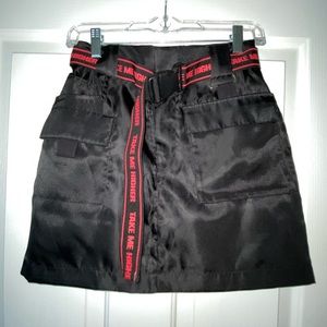 forever 21 gothic black high waisted belted skirt size s